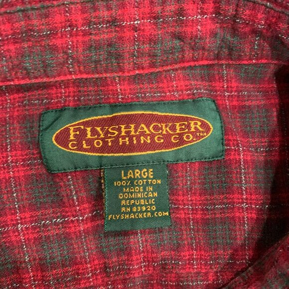 Flyshacker Clothing Co Flannel Shirt Button Up Plaid Pockets 100% Cotton Large - Picture 2 of 3